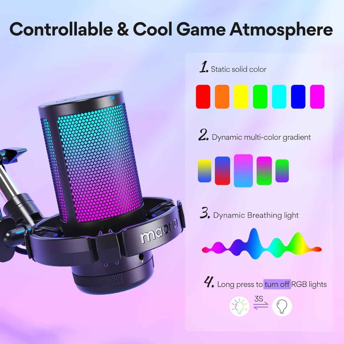 Maonocaster Gaming USB Microphone with Boom Arm Stand