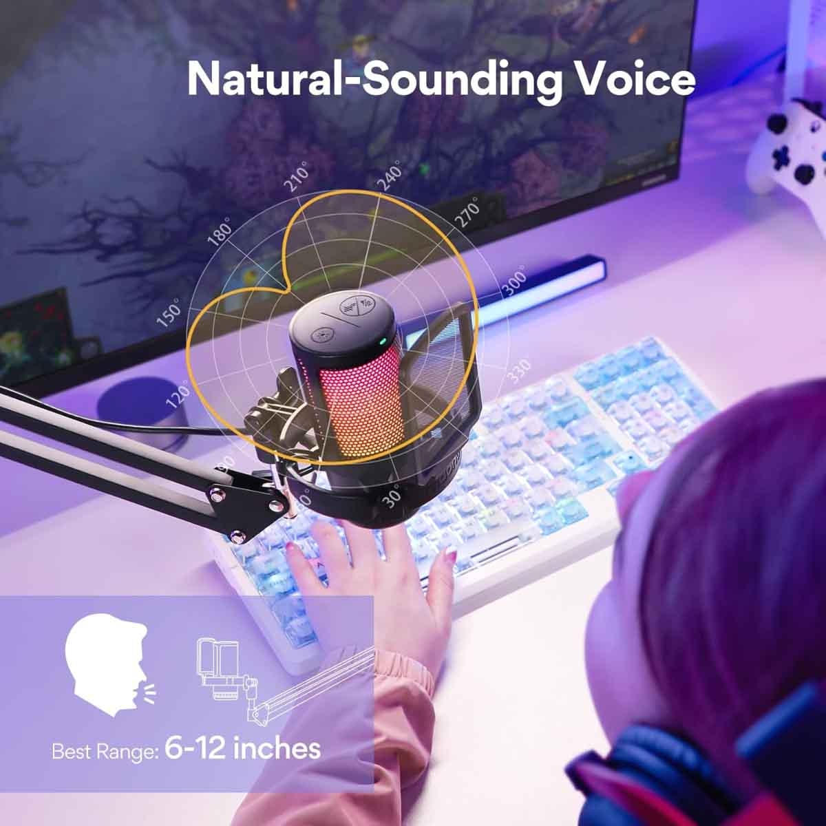 Maonocaster Gaming USB Microphone with Boom Arm Stand