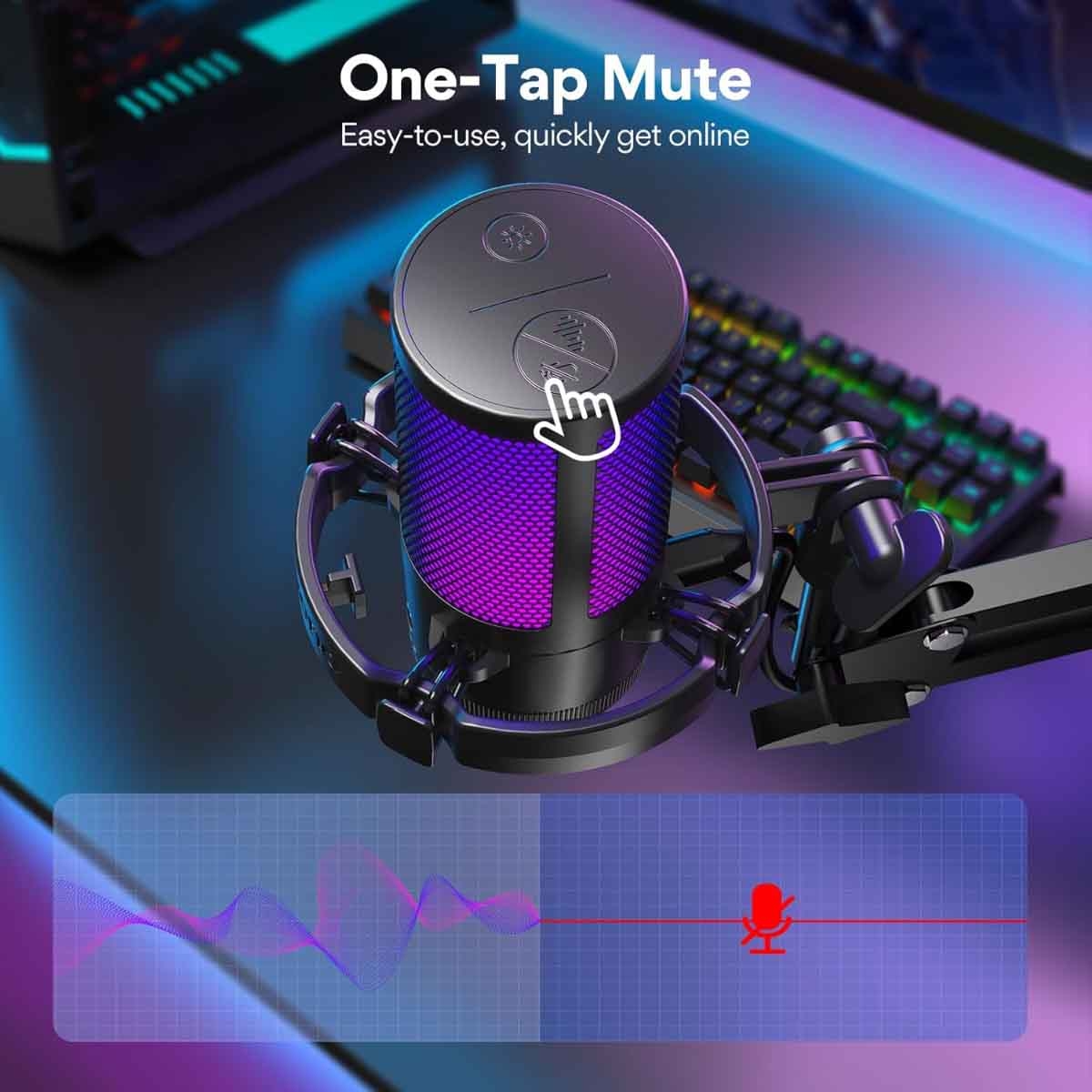 Maonocaster Gaming USB Microphone with Boom Arm Stand