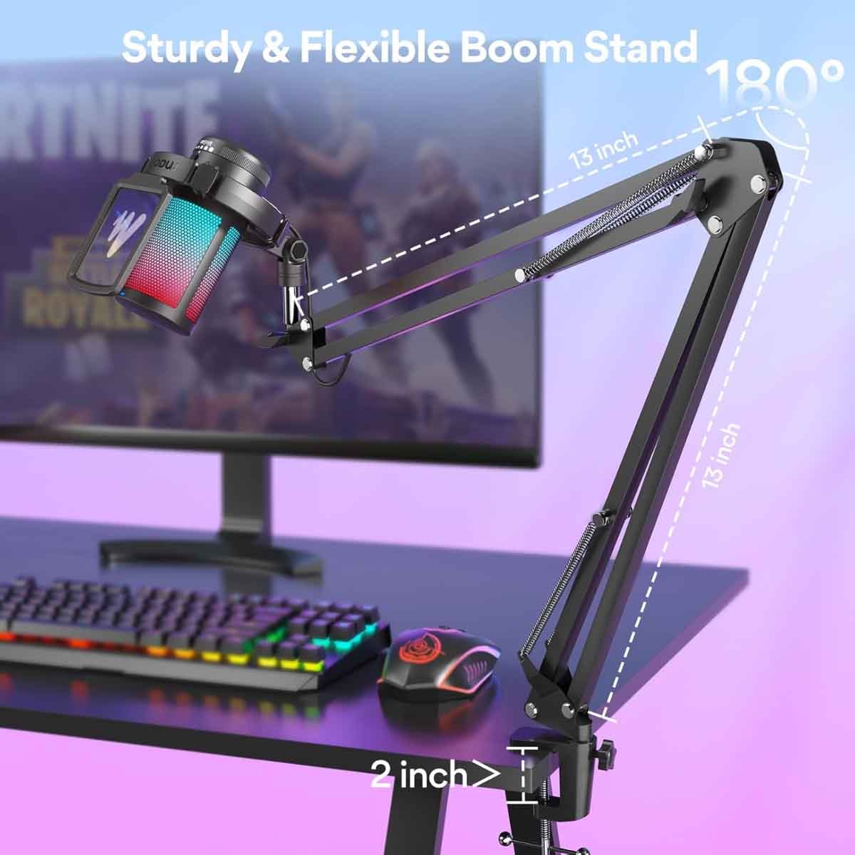 Maonocaster Gaming USB Microphone with Boom Arm Stand
