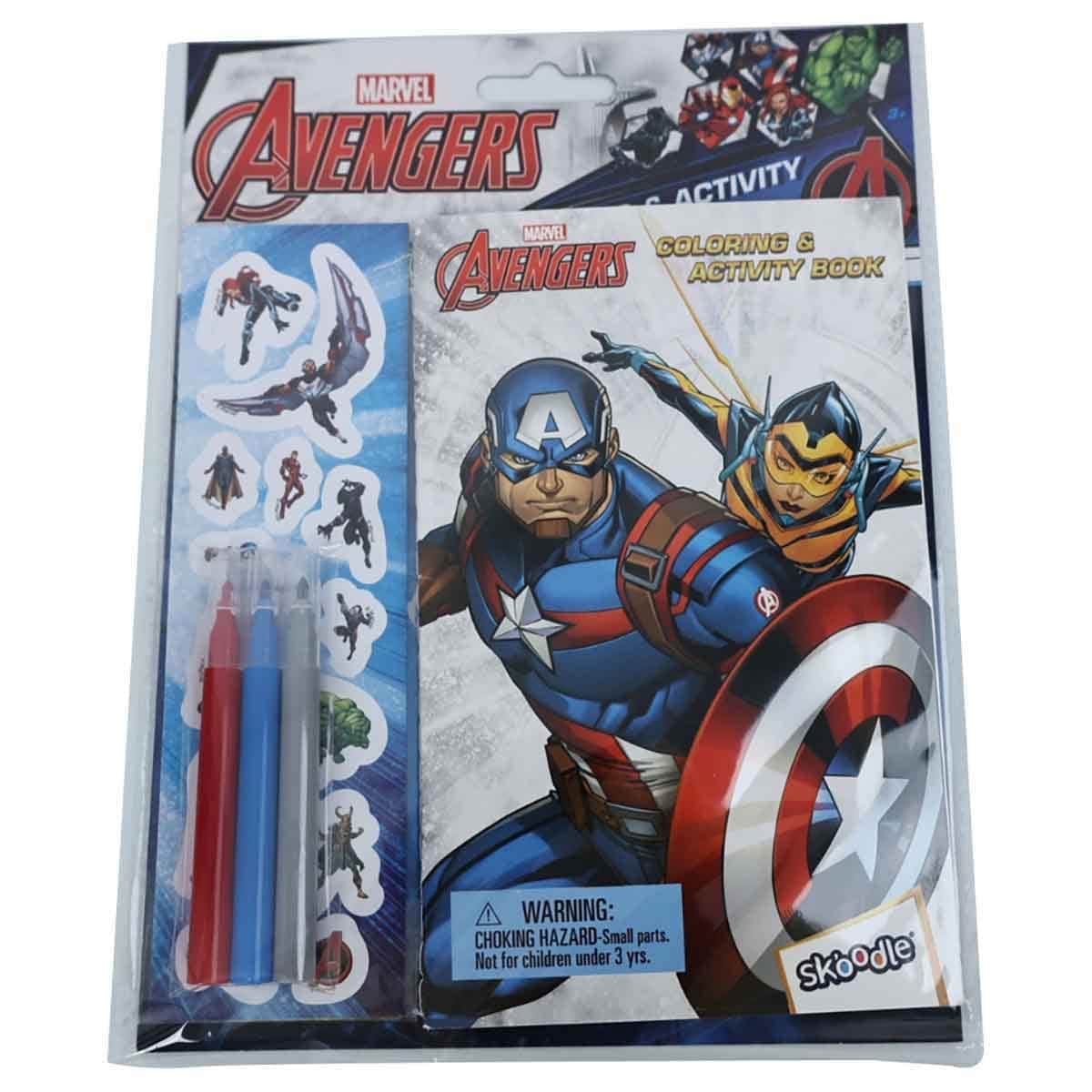 Marvel Avengers Activity Book + Grab & Go + Mini Play Pack + Coloring Pack with Pencil Box & Stickers Bundle