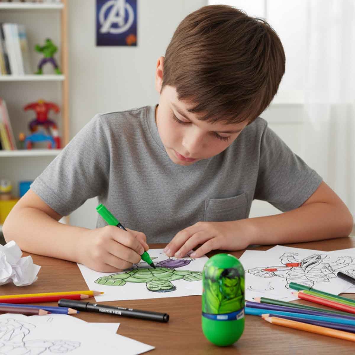 مارفل أفنجرز هالك قلم رسم متأرجح للأطفال بعمر 3-4 سنوات