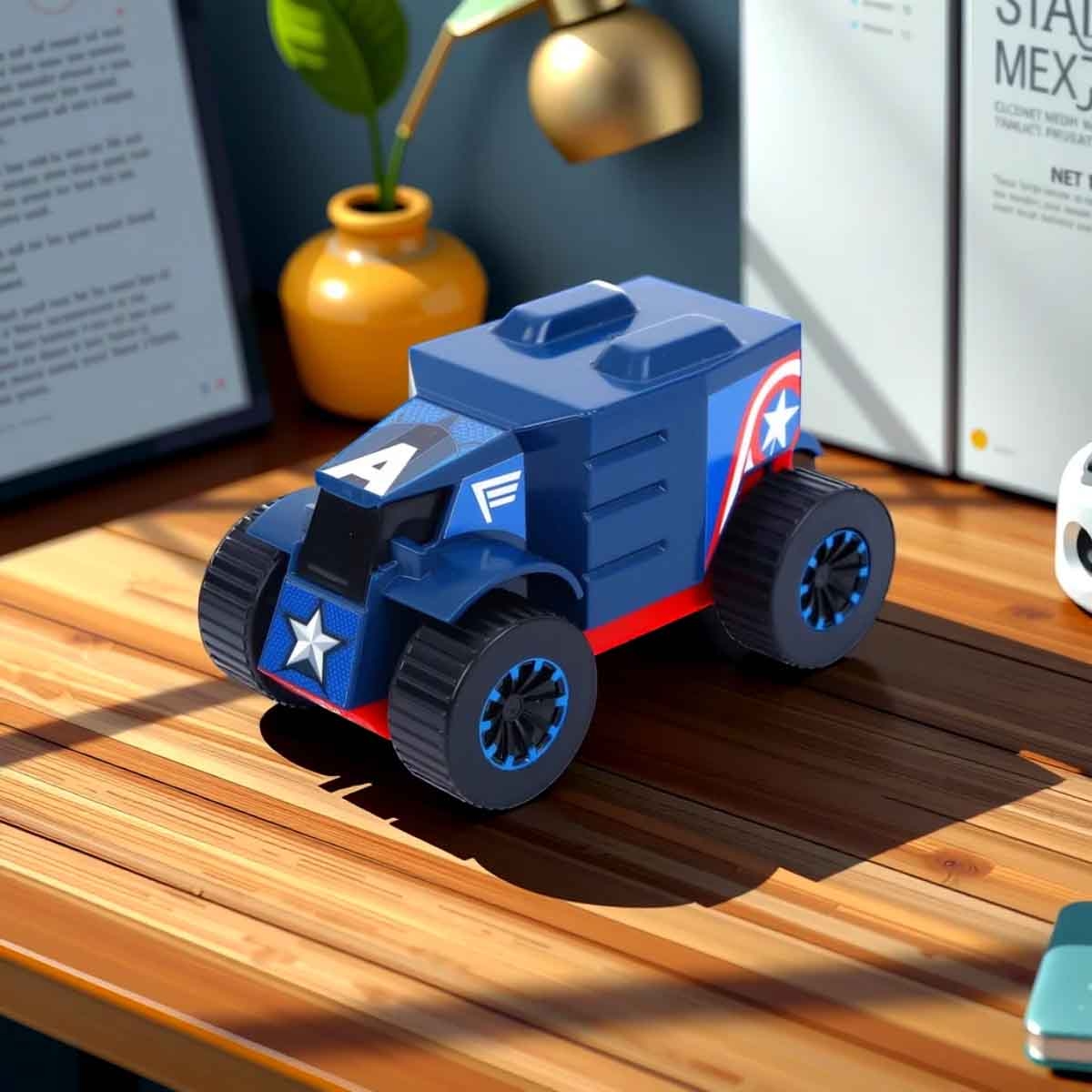 Marvel Captain America Pull Back Mightiest Truck Unisex, 3-4 Years