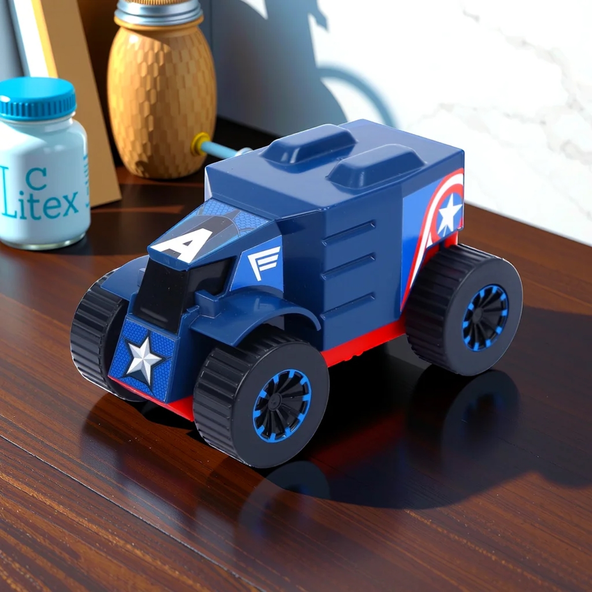 Marvel Captain America Pull Back Mightiest Truck Unisex, 3-4 Years