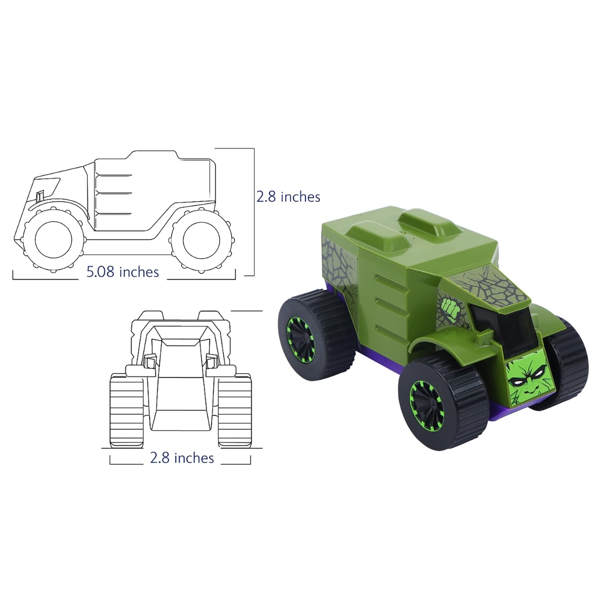 Marvel Hulk Pull Back Mightiest Truck Unisex, 3-4 Years