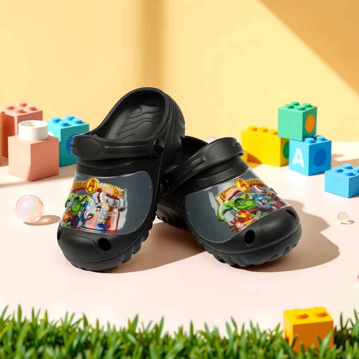 Marvel EU Black Lightweight & Comfortable Slip-On Sandals Kids Klogs Unisex