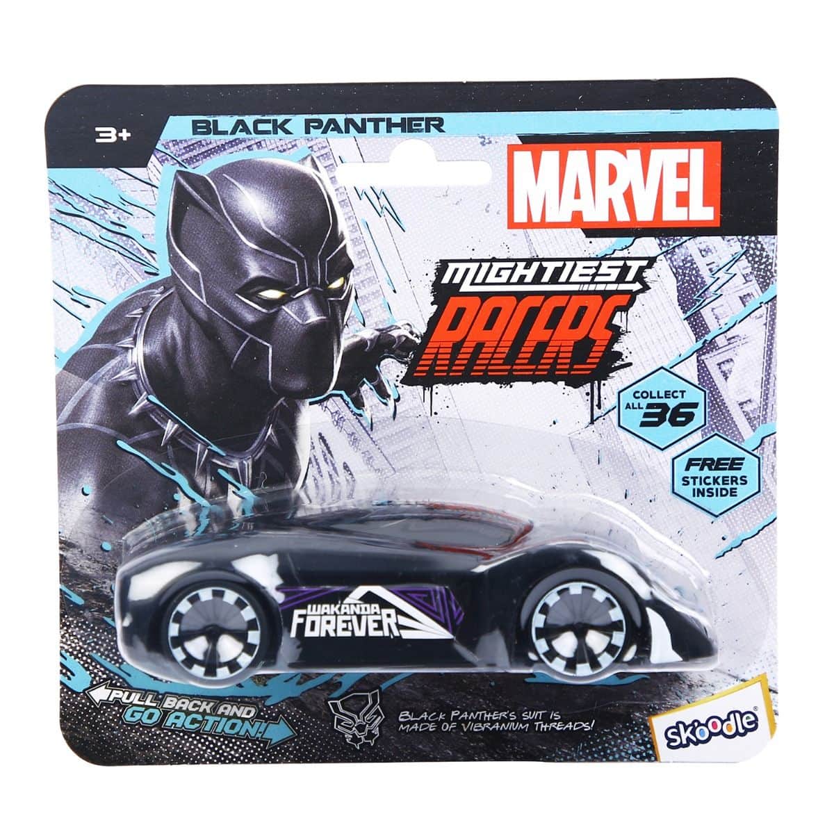 Marvel Mightiest Racers Pull-Back Black Panther Edition Car Unisex, 3-4 Years