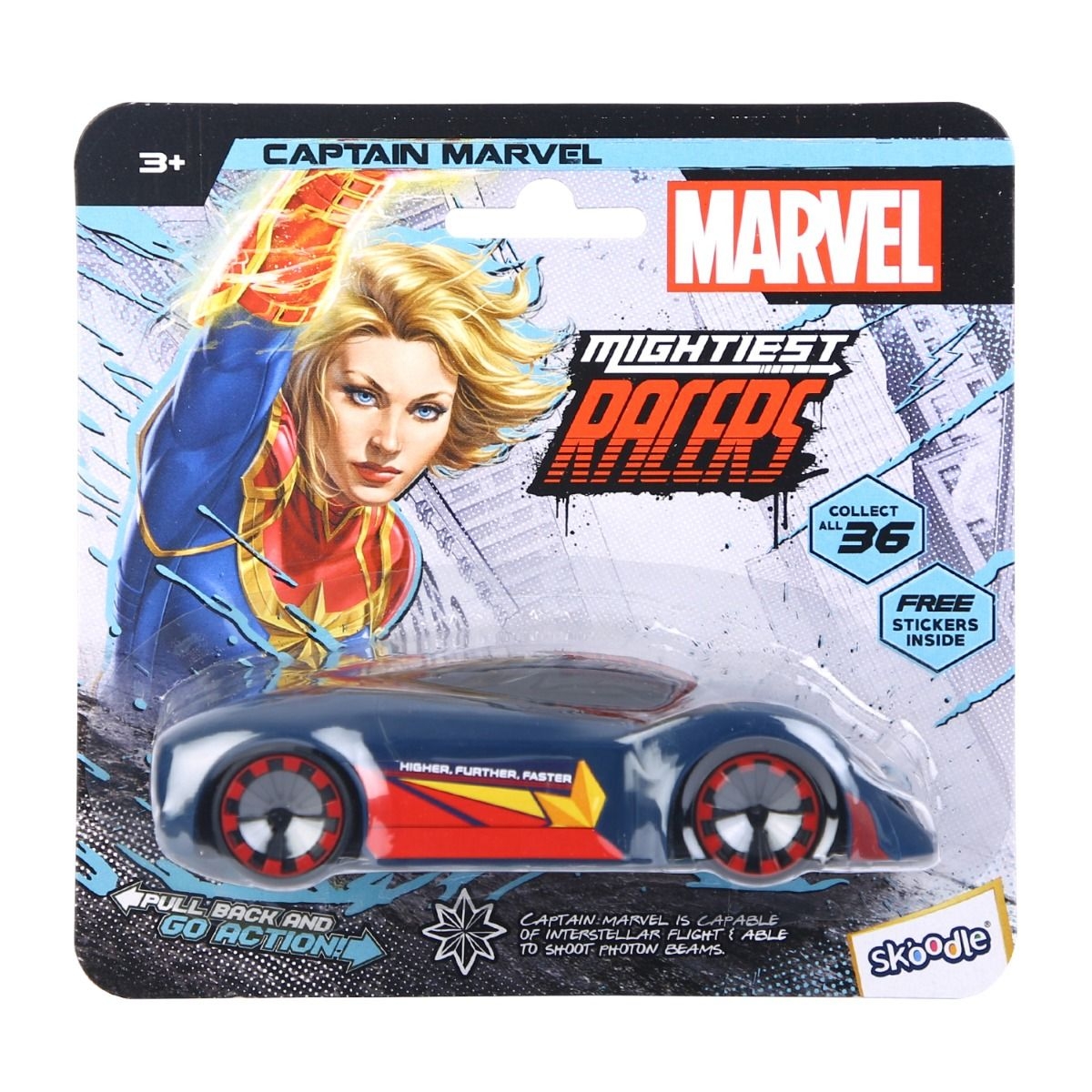 Marvel Mightiest Racers Pull-Back Captain Marvel Edition Car Unisex, 3-4 Years