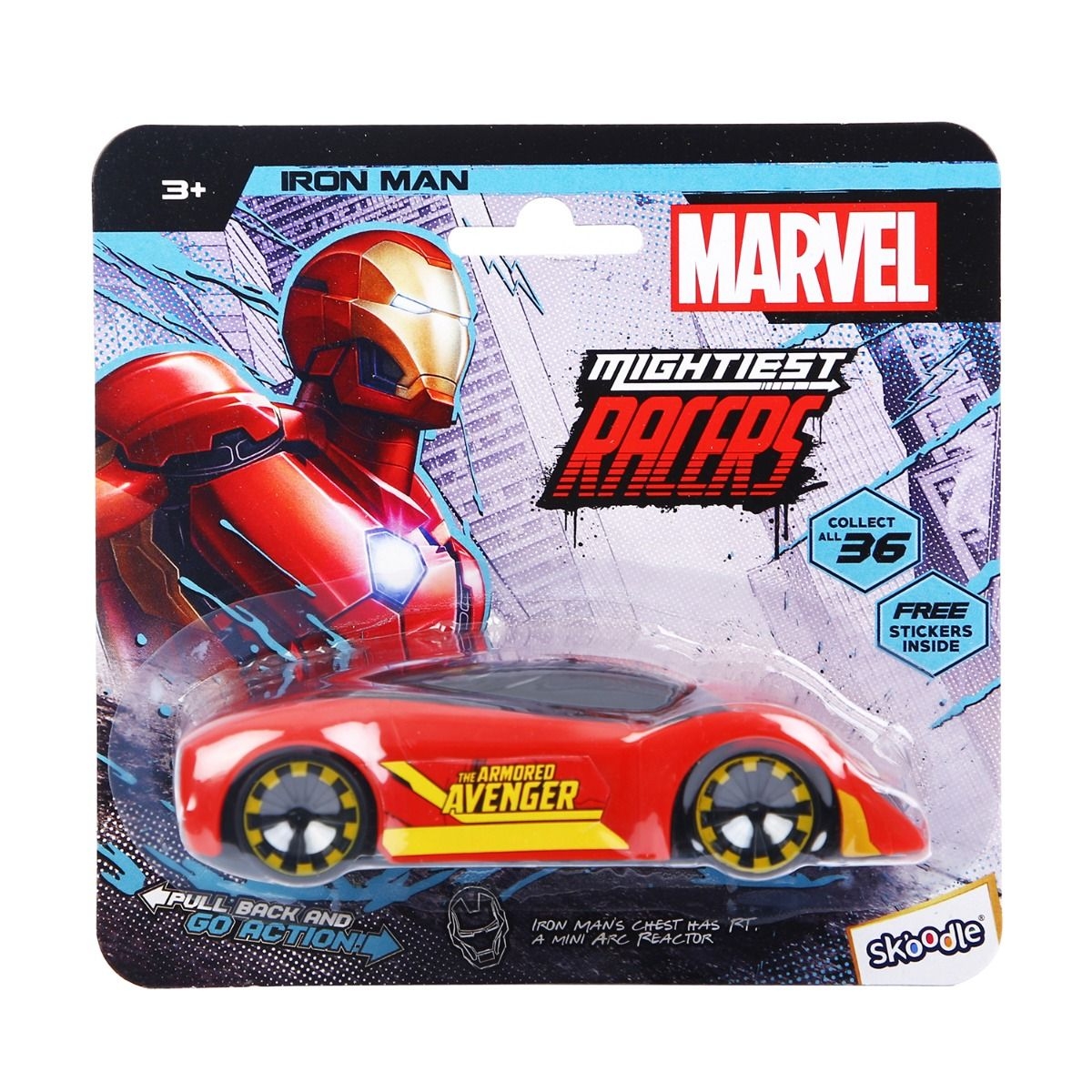 Marvel Mightiest Racers Pull-Back Iron Man Edition Car Unisex, 3-4 Years