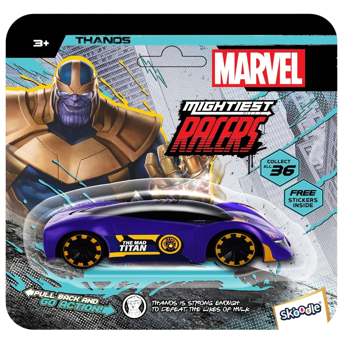 Marvel Mightiest Racers Pull-Back Thanos Edition Car Unisex, 3-4 Years