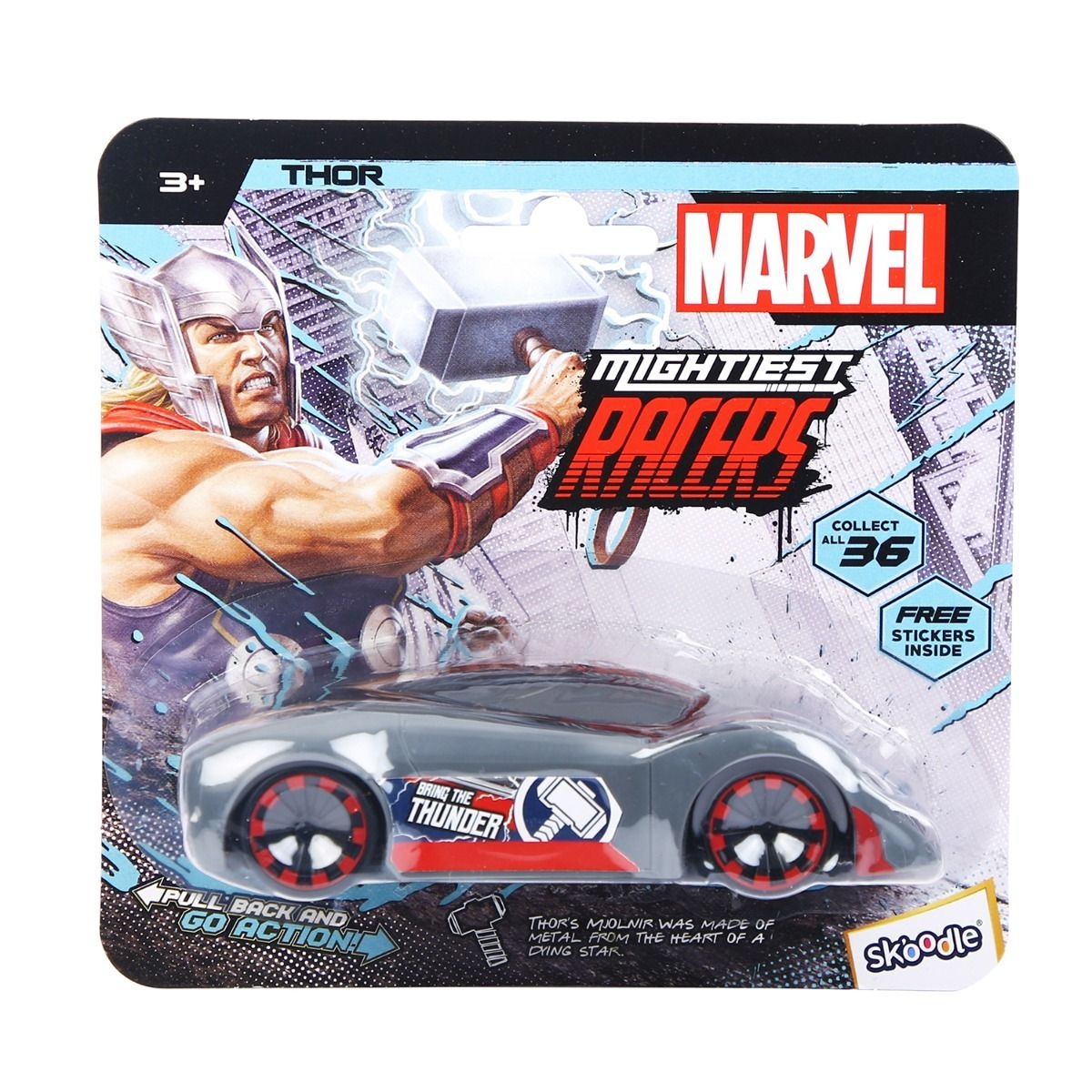 Marvel Mightiest Racers Pull-Back Thor Edition Car Unisex, 3-4 Years