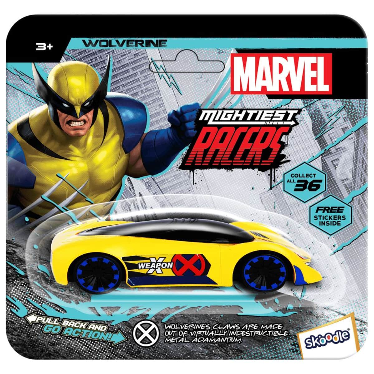 Marvel Mightiest Racers Pull-Back Wolverine Edition Car Unisex, 3-4 Years