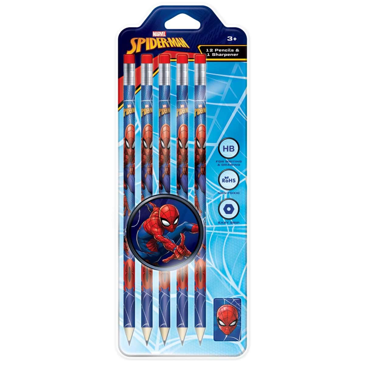 Marvel Spider-Man 12-Piece Pencils with Sharpener Set Boys, 3-4 Years
