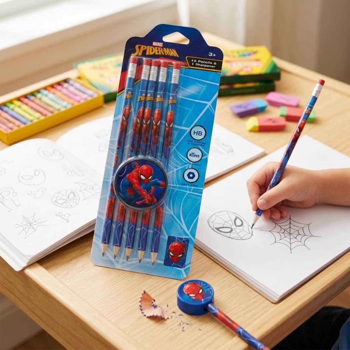 Marvel Spider-Man 12-Piece Pencils with Sharpener Set Boys, 3-4 Years