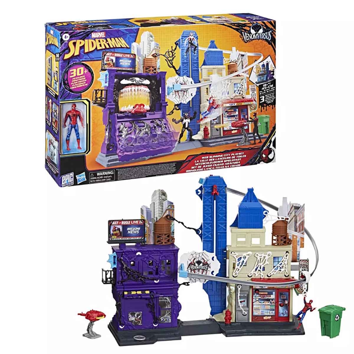 Spider-Man Marvel 4" Venom vs Web City Showdown Playset Unisex, 5-7 Years