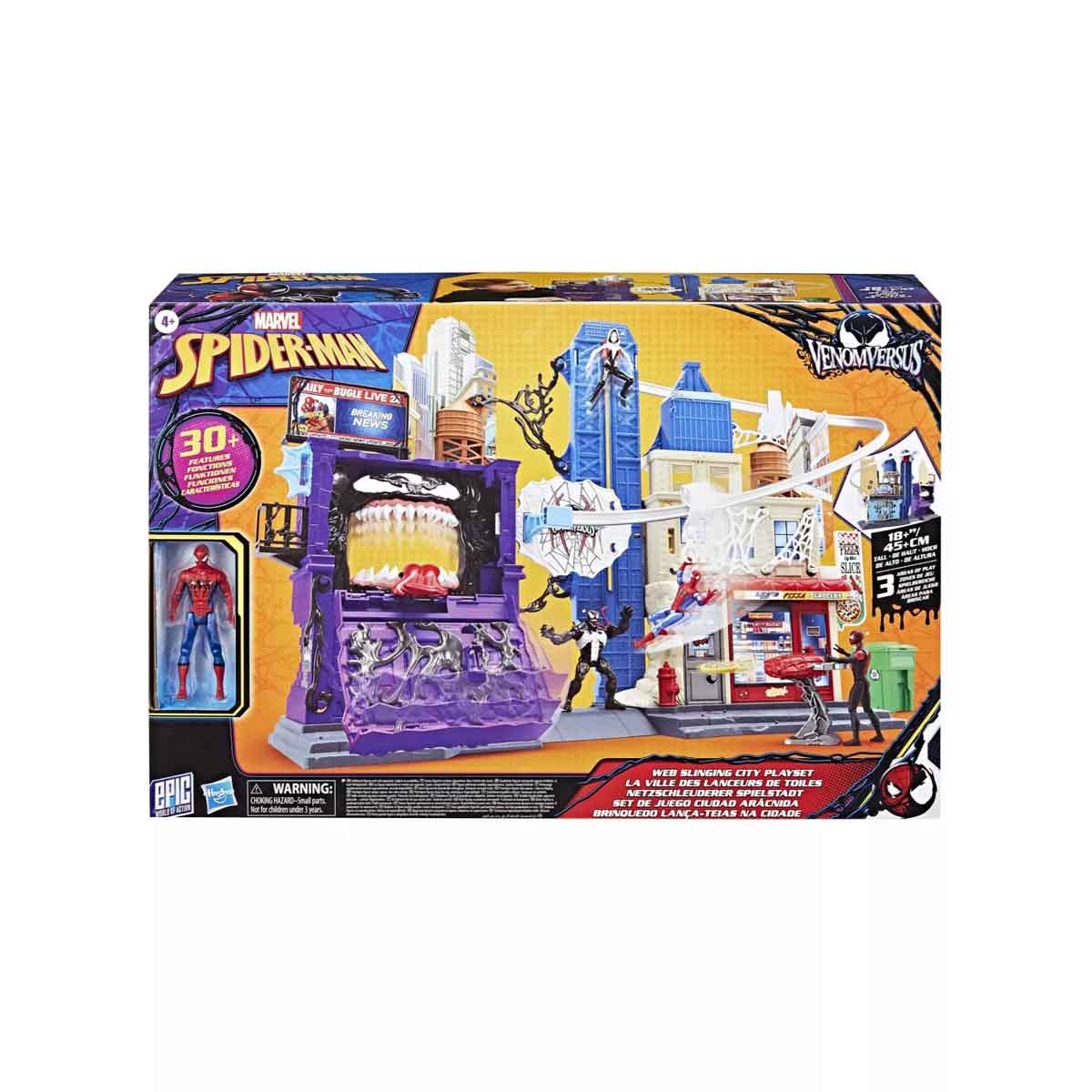 Spider-Man Marvel 4" Venom vs Web City Showdown Playset Unisex, 5-7 Years