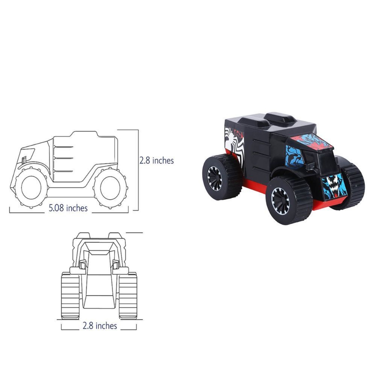 Marvel Venom Pull Back Mightiest Truck Unisex, 3-4 Years