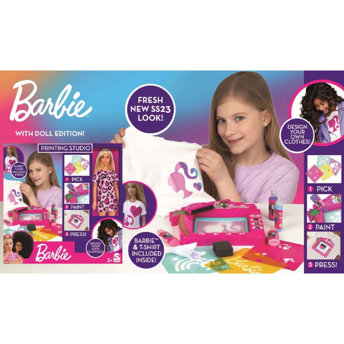 Barbie 3D Sticker Maker Including Barbie Doll Playset Girls, 3-4 Years