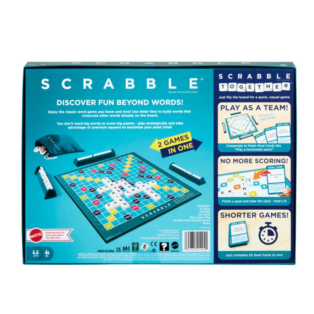 ماتيل جيمز سكرابل لعبتين في لعبة لوحية واحدة للجنسين، 8-10 سنوات