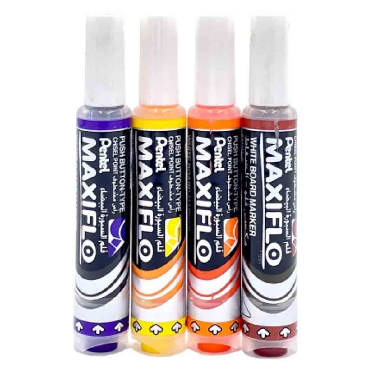 ماكسيفلو مجموعة أقلام وايت بورد بطرف مائل متنوعة الألوان، مجموعة من 4