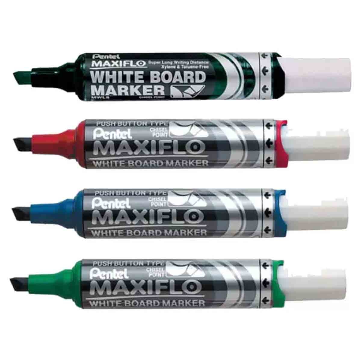 ماكسيفلو مجموعة أقلام وايت بورد بطرف مائل، مجموعة من 4