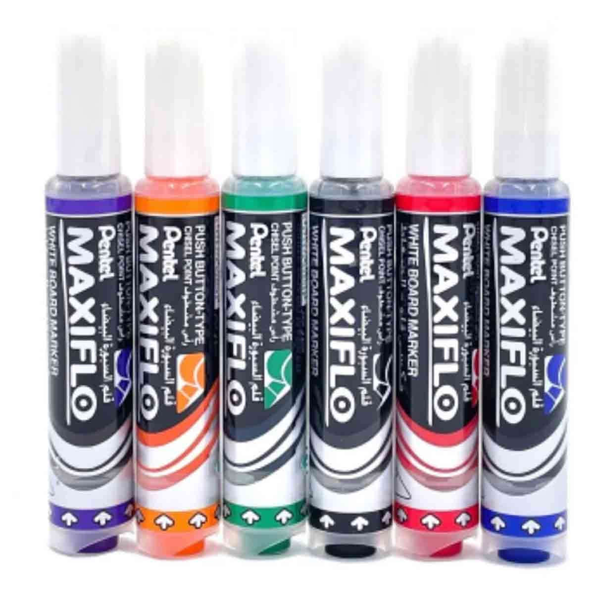 ماكسيفلو مجموعة أقلام وايت بورد بطرف مائل، مجموعة من 6