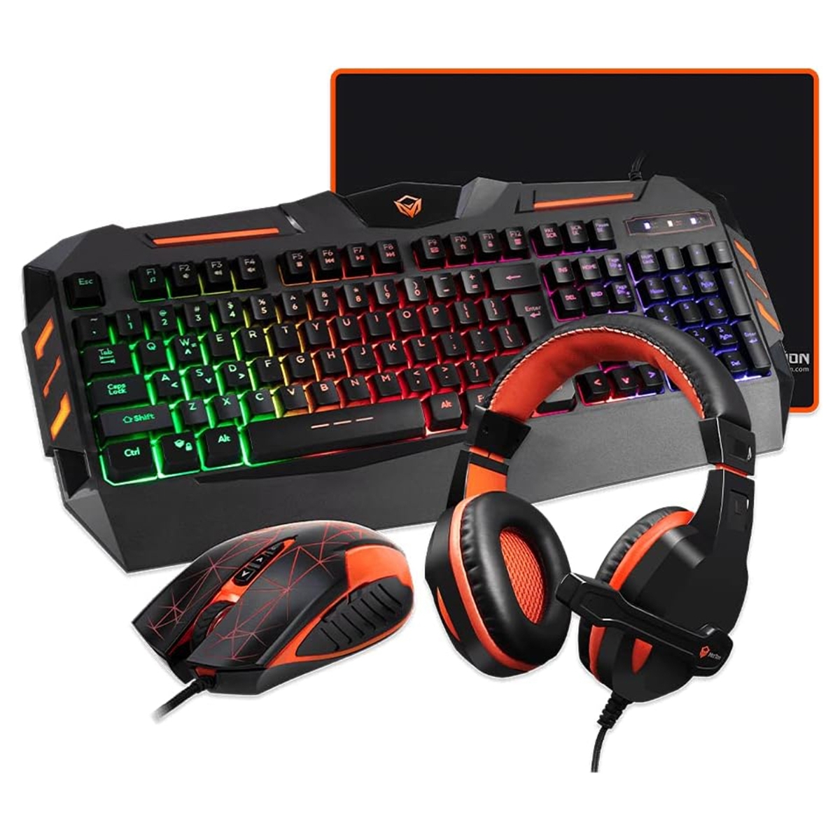 Meetion Colorful Backlit Wired Keyboard Gaming Kit, Pack of 4