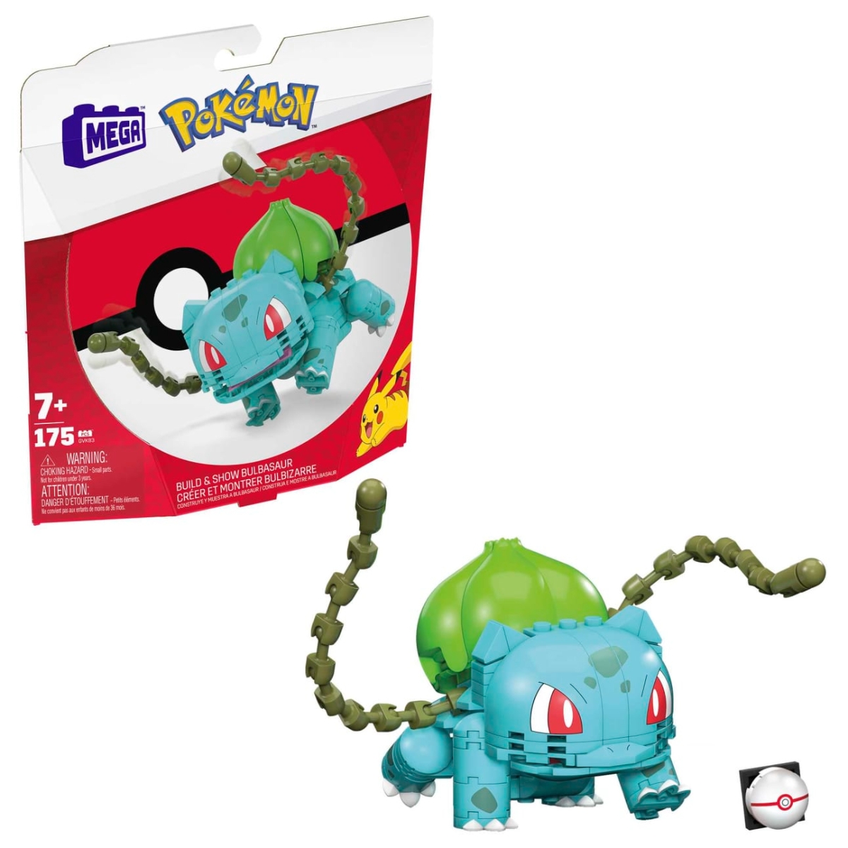 Mega 4" Pokémon Build & Show Bulbasaur Building Set Unisex, 8-10 Years