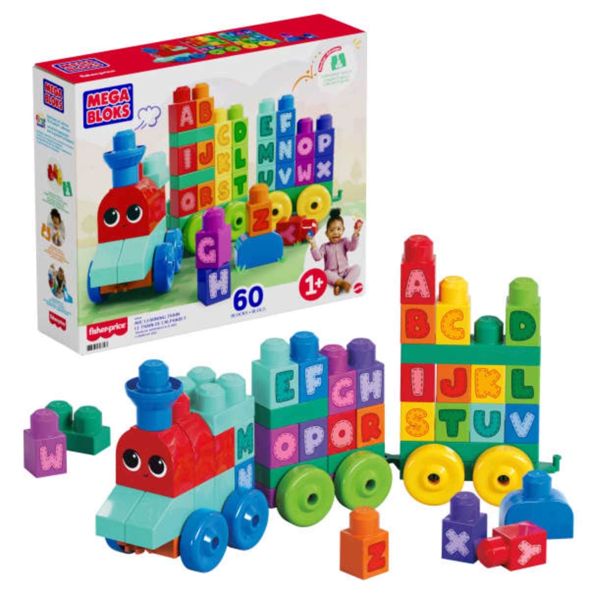 Mega Bloks ABC Learning Train Building Set Toddler, 0-2 Years