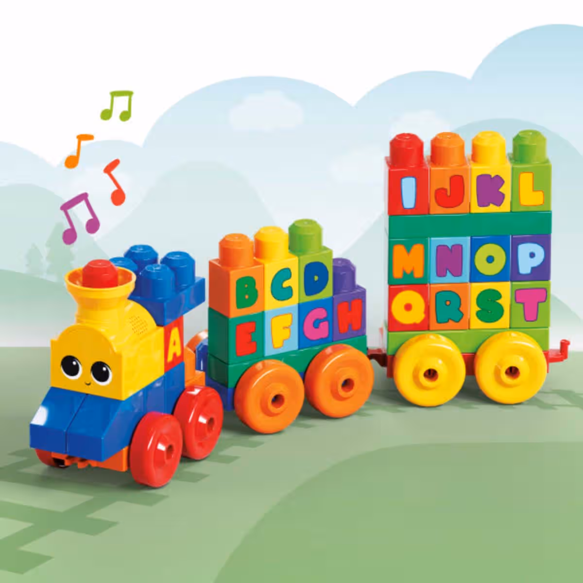 Mega Bloks ABC Musical Train Building Set Toddler, 0-2 Years