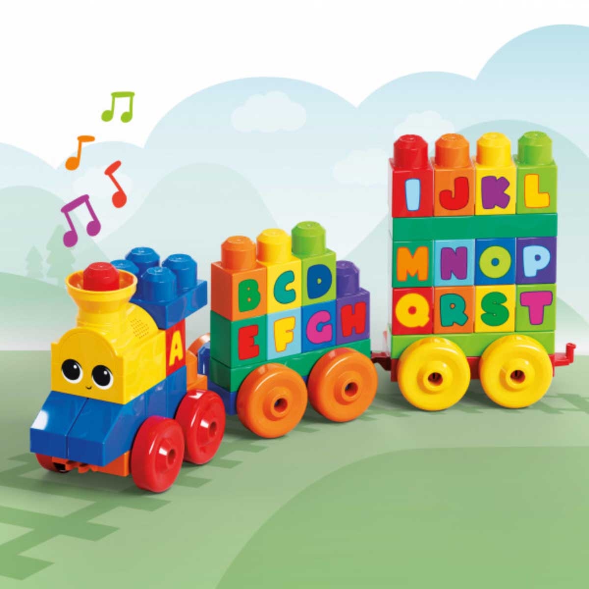Mega Bloks ABC Musical Train Building Set Toddler, 0-2 Years