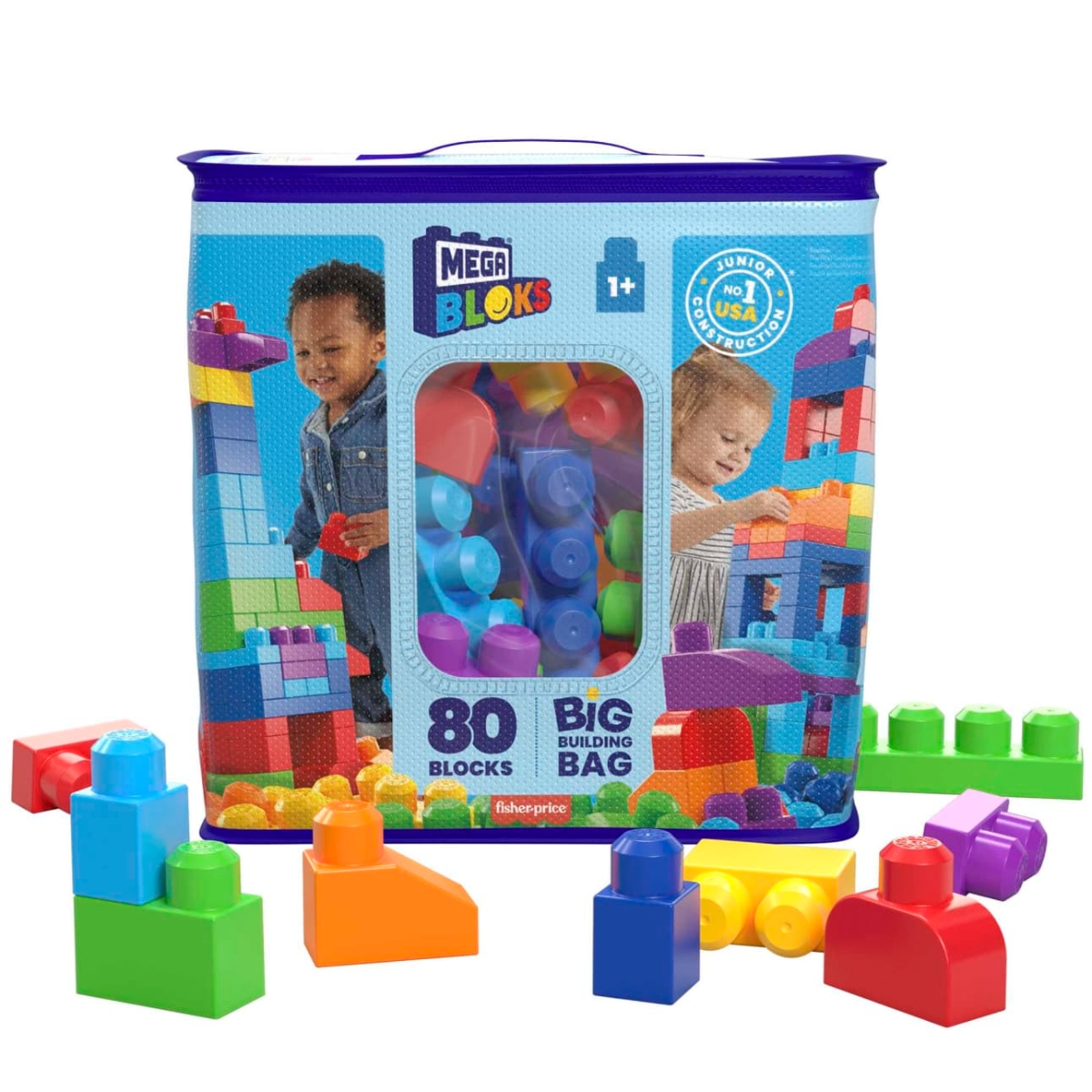 Mega Bloks Fisher-Price Blue Classic Big Building Block Set Toddler, 0-2 Years