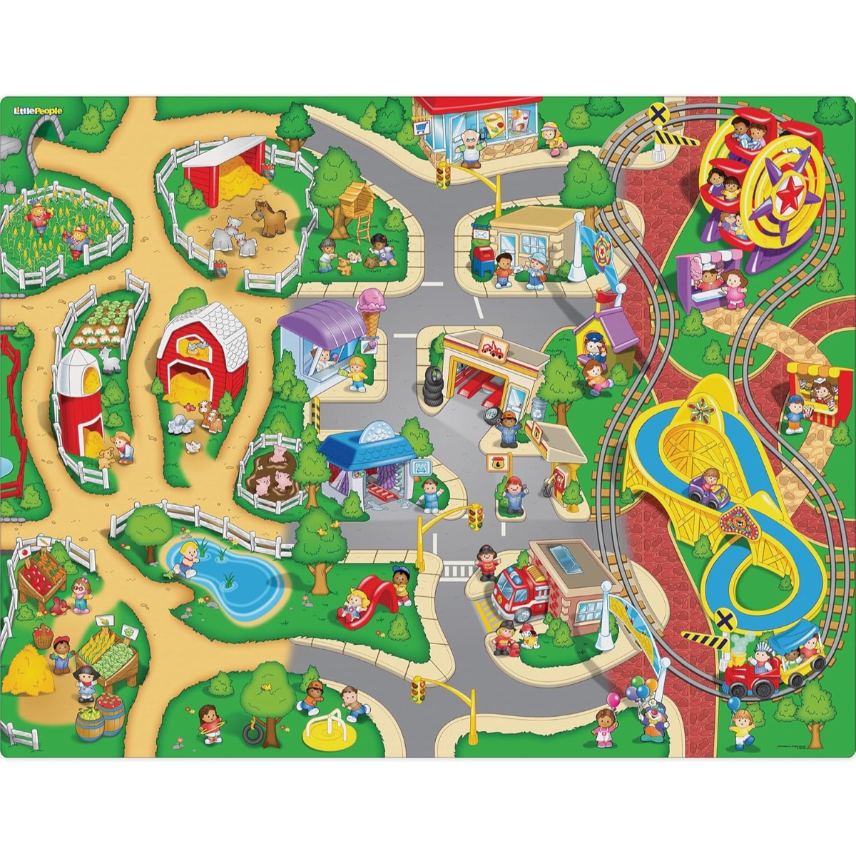 Mega Mat Little People Jumbo Playmat with 2 Vehicle Unisex, 3-4 Years
