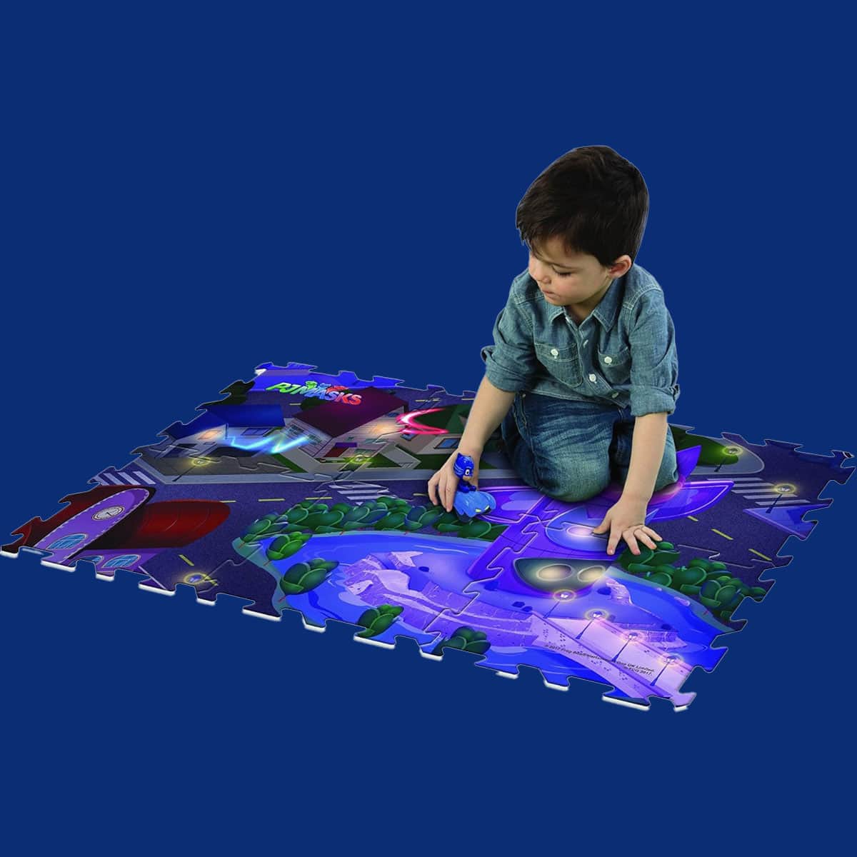 Mega Mat PJ Masks 6-Tiles Playmat with Vehicle Unisex, 3-4 Years