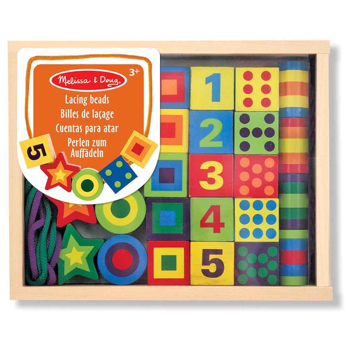 Melissa & Doug Deluxe Wooden Lacing Beads Educational Activity Set Unisex, 3-4 Years