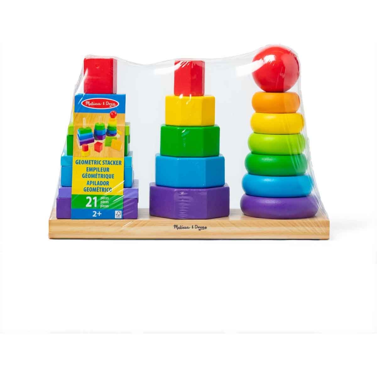 ميليسا آند دوغ مجموعة لعبة تعليمية خشبية مكدس هندسي للجنسين، 3-4 سنوات