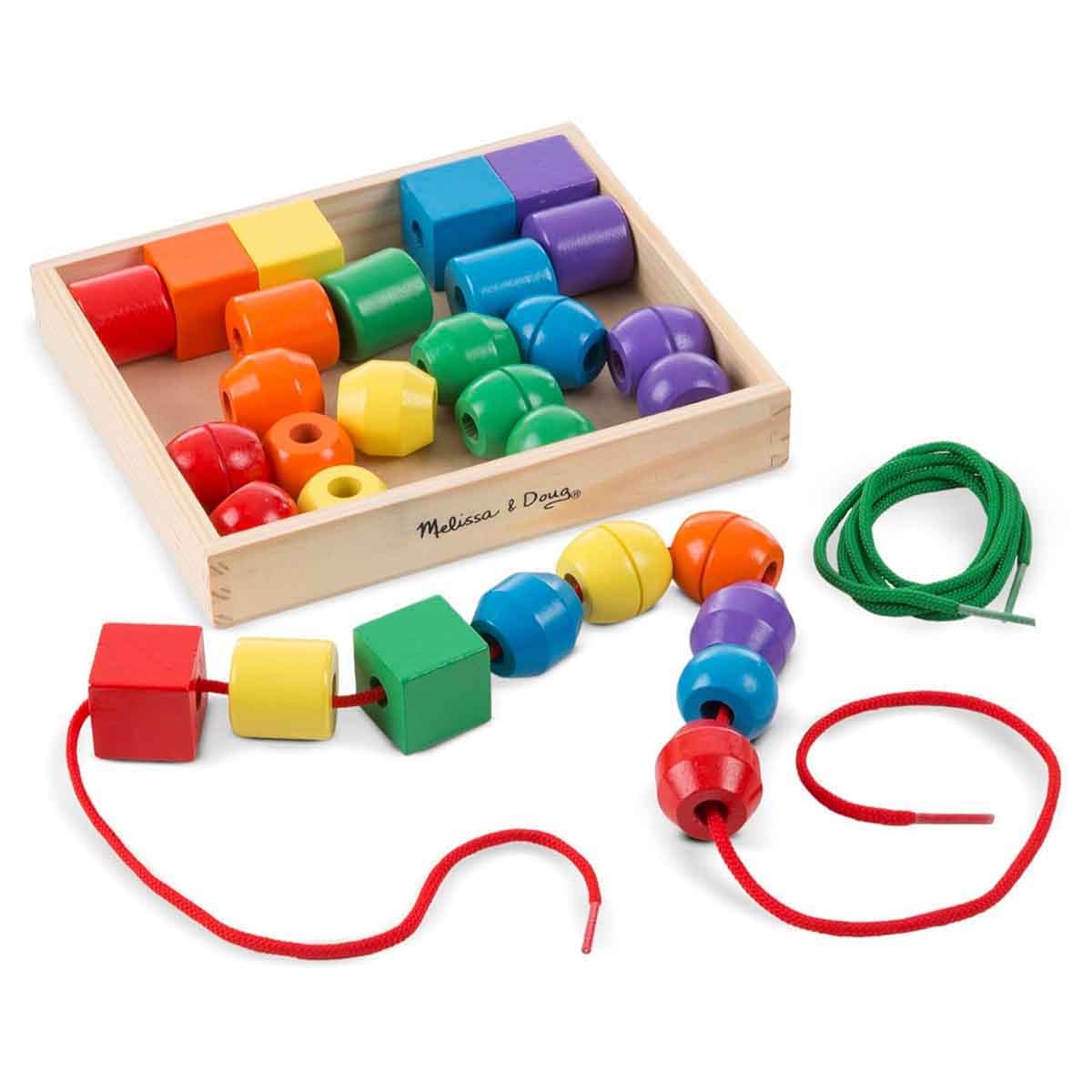 Melissa & Doug Primary Wooden Lacing Beads Educational Activity Set Unisex, 3-4 Years
