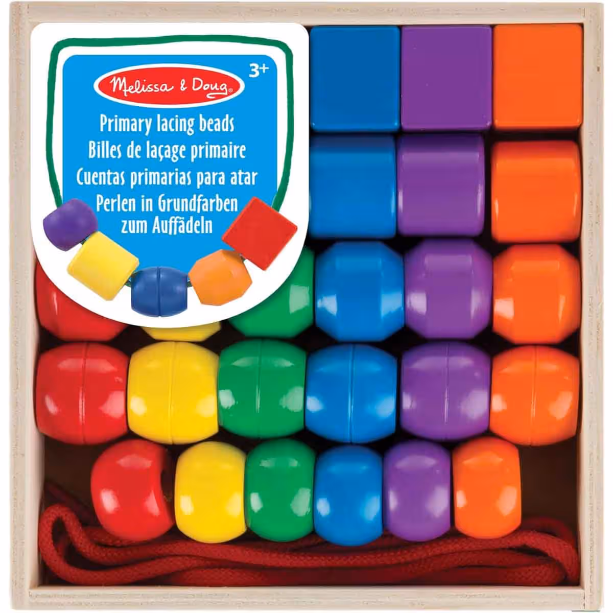 Melissa & Doug Primary Wooden Lacing Beads Educational Activity Set Unisex, 3-4 Years