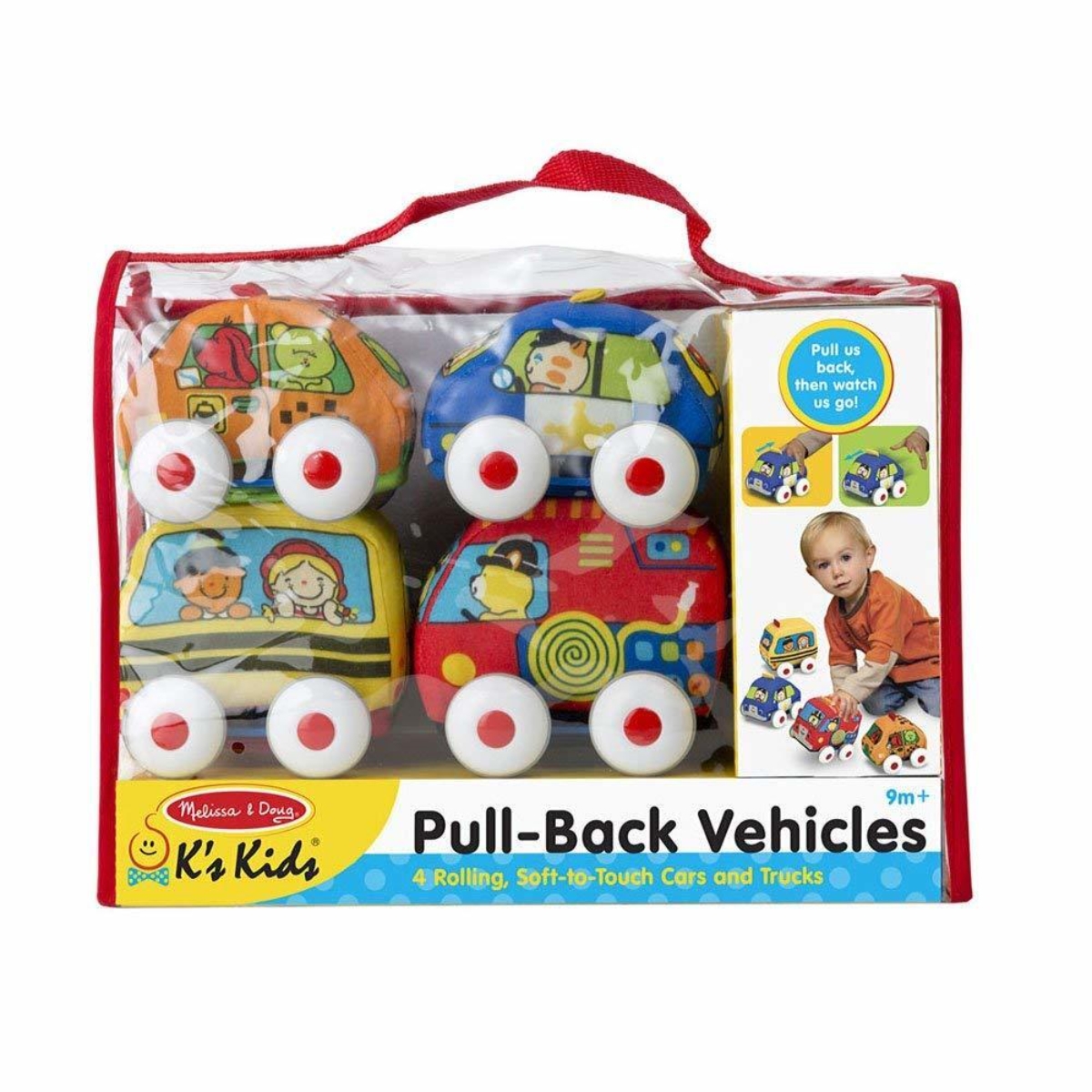 Melissa & Dough Pull-Back Town Vehicles Toddler, 0-2 Years, Pack of 4