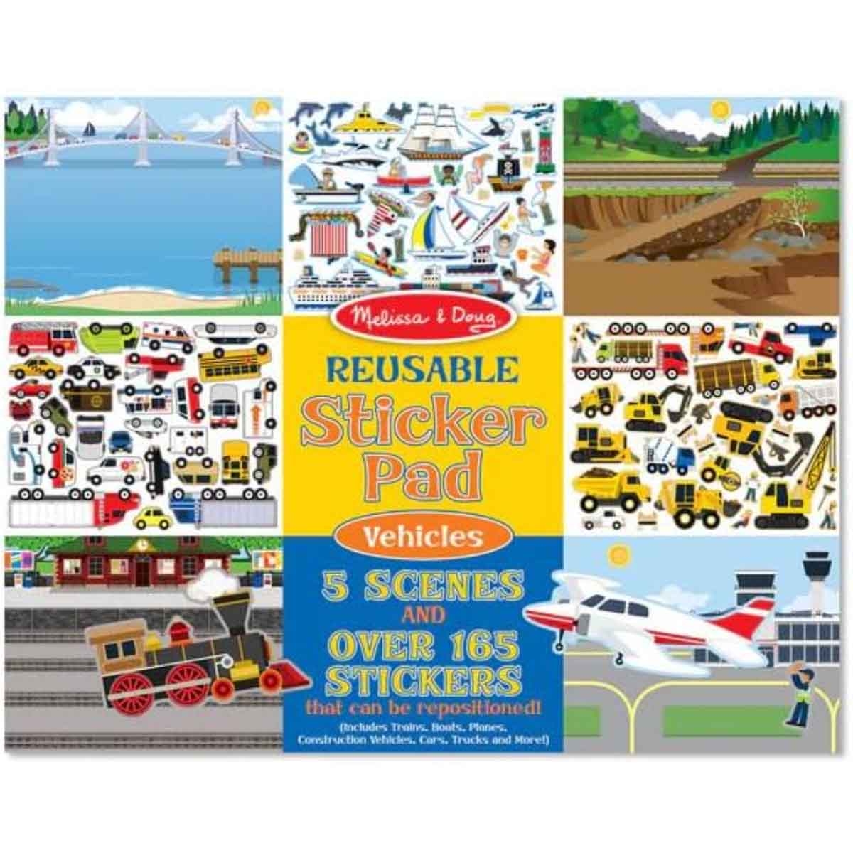Melissa & Doug Vehicles Reusable Sticker Pad with 165+ Reusable Stickers Unisex, 3-4 Years