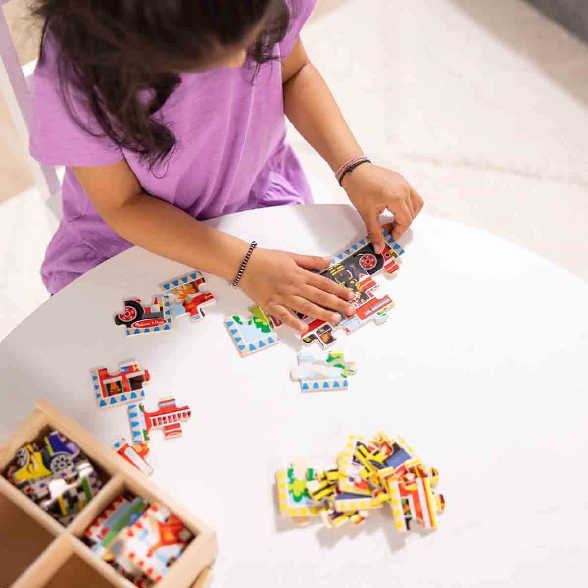 Melissa & Doug Vehicles Themed Wooden Jigsaw Puzzle Unisex, 3-4 Years, Pack of 4