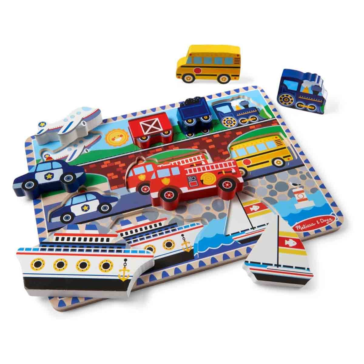 Melissa & Doug Vehicles Wooden Chunky Puzzle Unisex, 3-4 Years