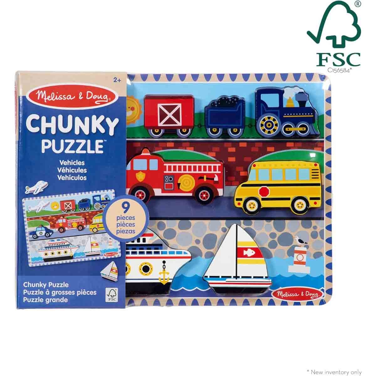Melissa & Doug Vehicles Wooden Chunky Puzzle Unisex, 3-4 Years