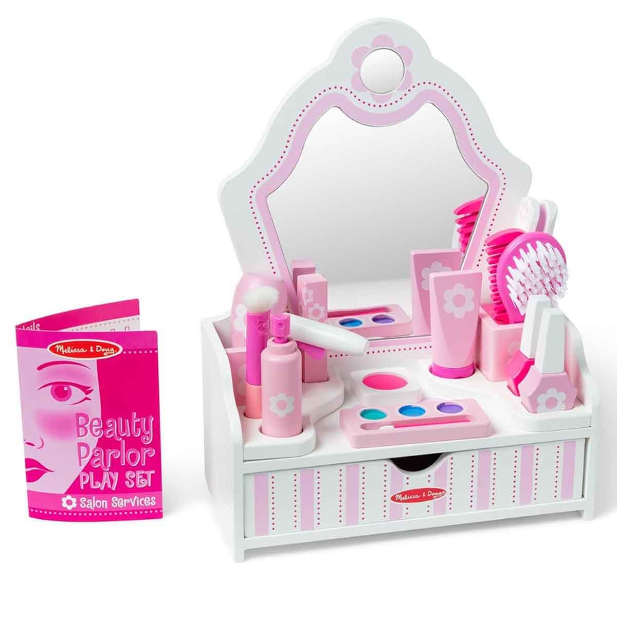 Melissa & Doug Wooden Beauty Salon Playset with Vanity and Accessories Girls, 3-4 Years