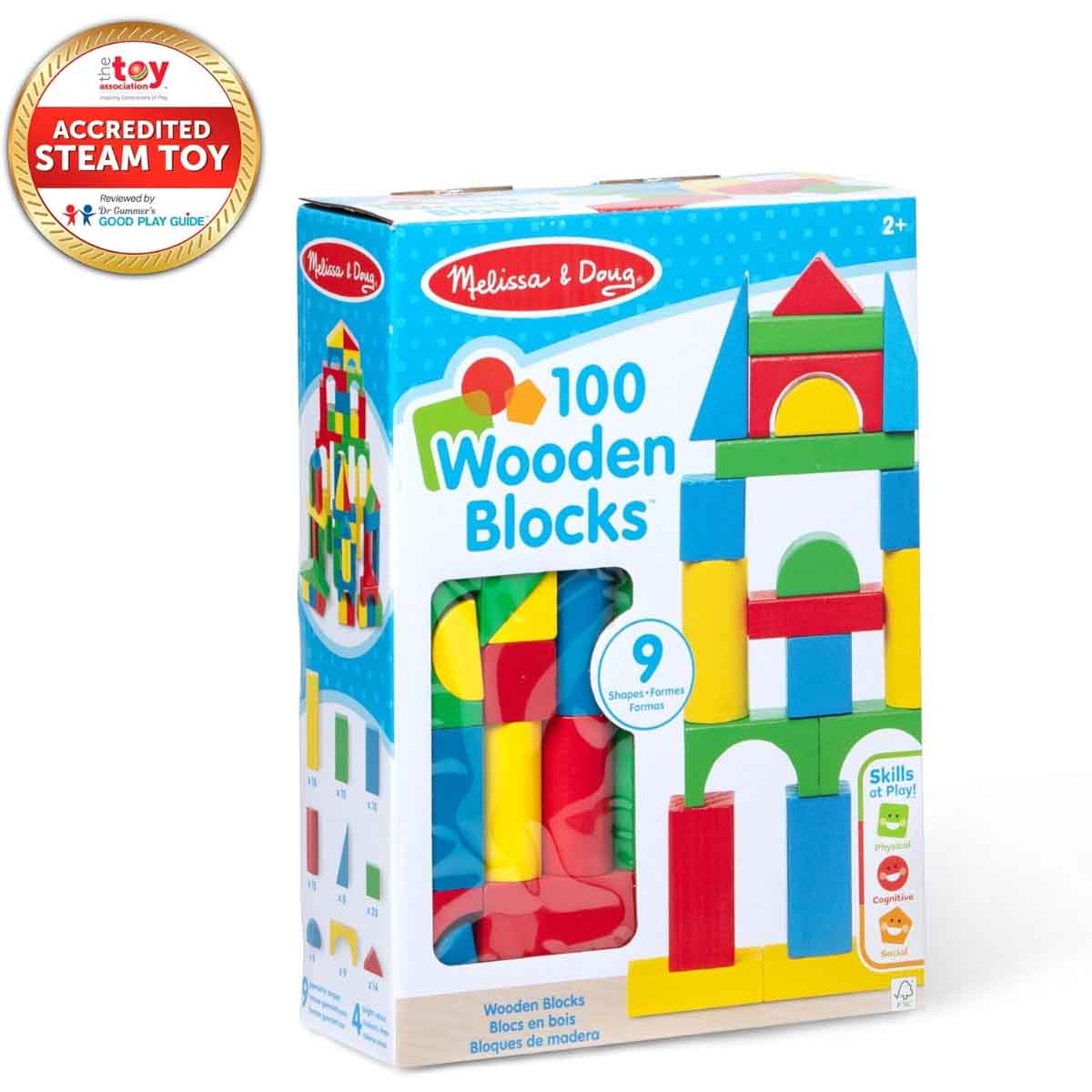 Melissa & Doug Wooden Building Blocks Set Unisex, 3-4 Years
