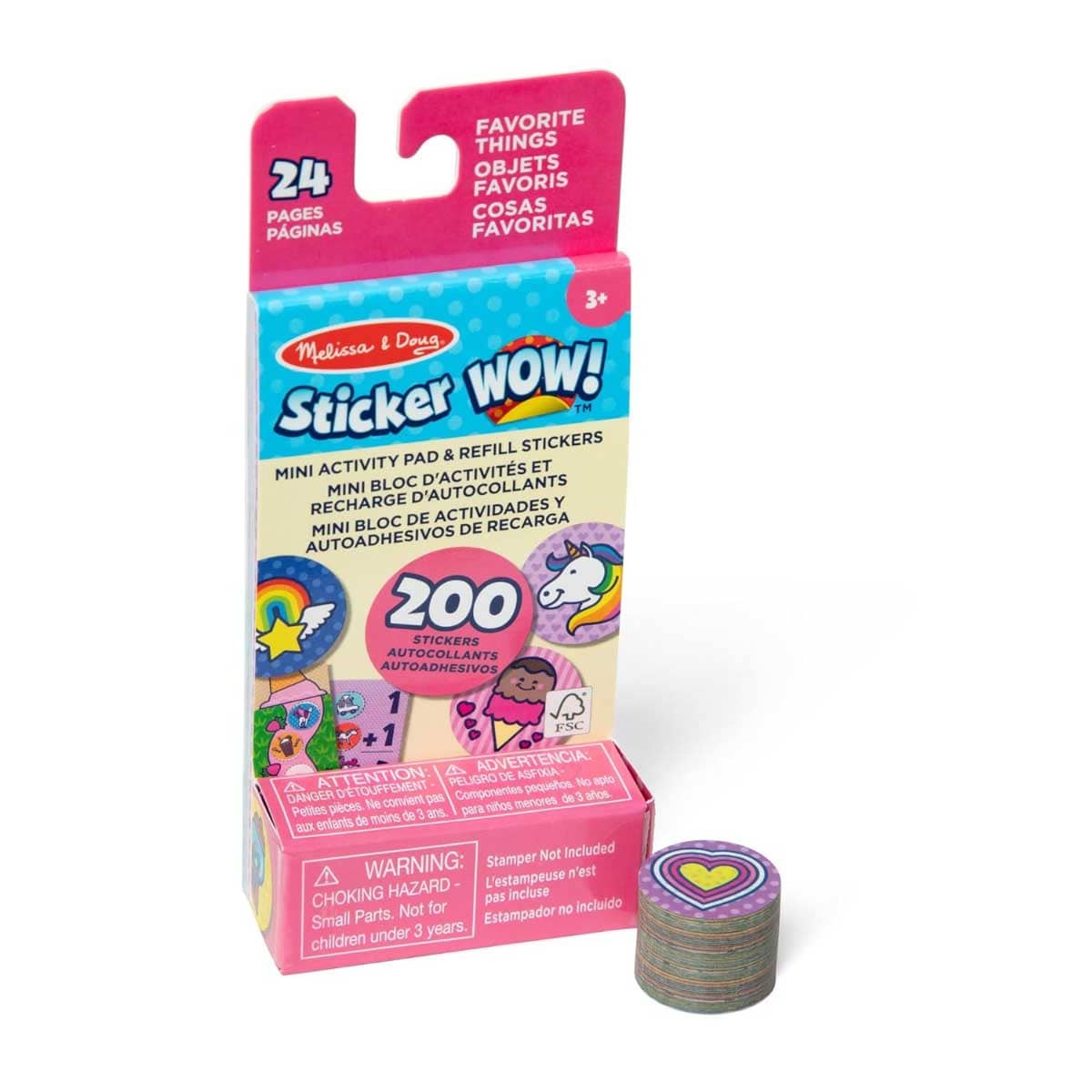 Melissa & Doug 200-Piece Sticker Wow! Mini Activity Pad & Refill Stickers Set Unisex, 3-4 Years