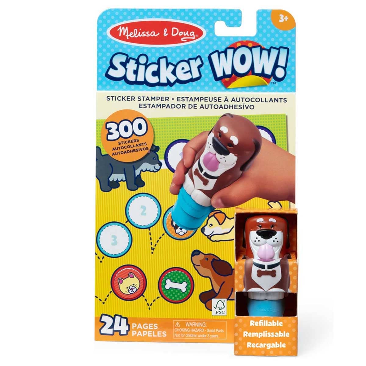Melissa & Doug 24-Page Dog Sticker Wow! Activity Pad & Sticker Stamper Set Unisex, 3-4 Years