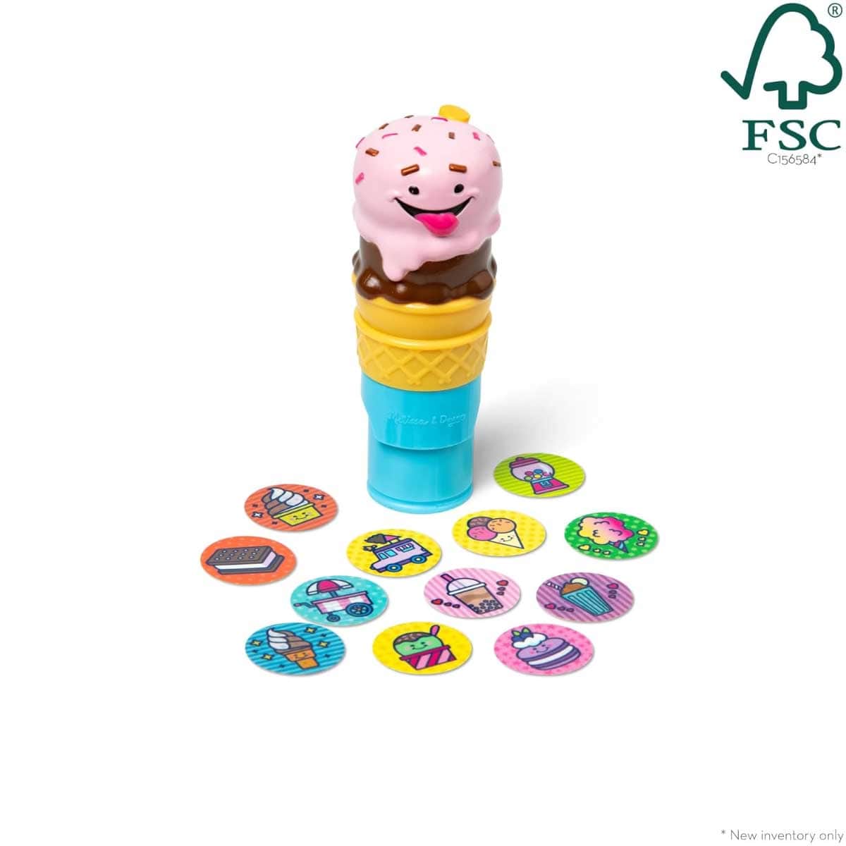Melissa & Doug 24-Page Ice Cream Sticker Wow! Activity Pad & Sticker Stamper Set Unisex, 3-4 Years