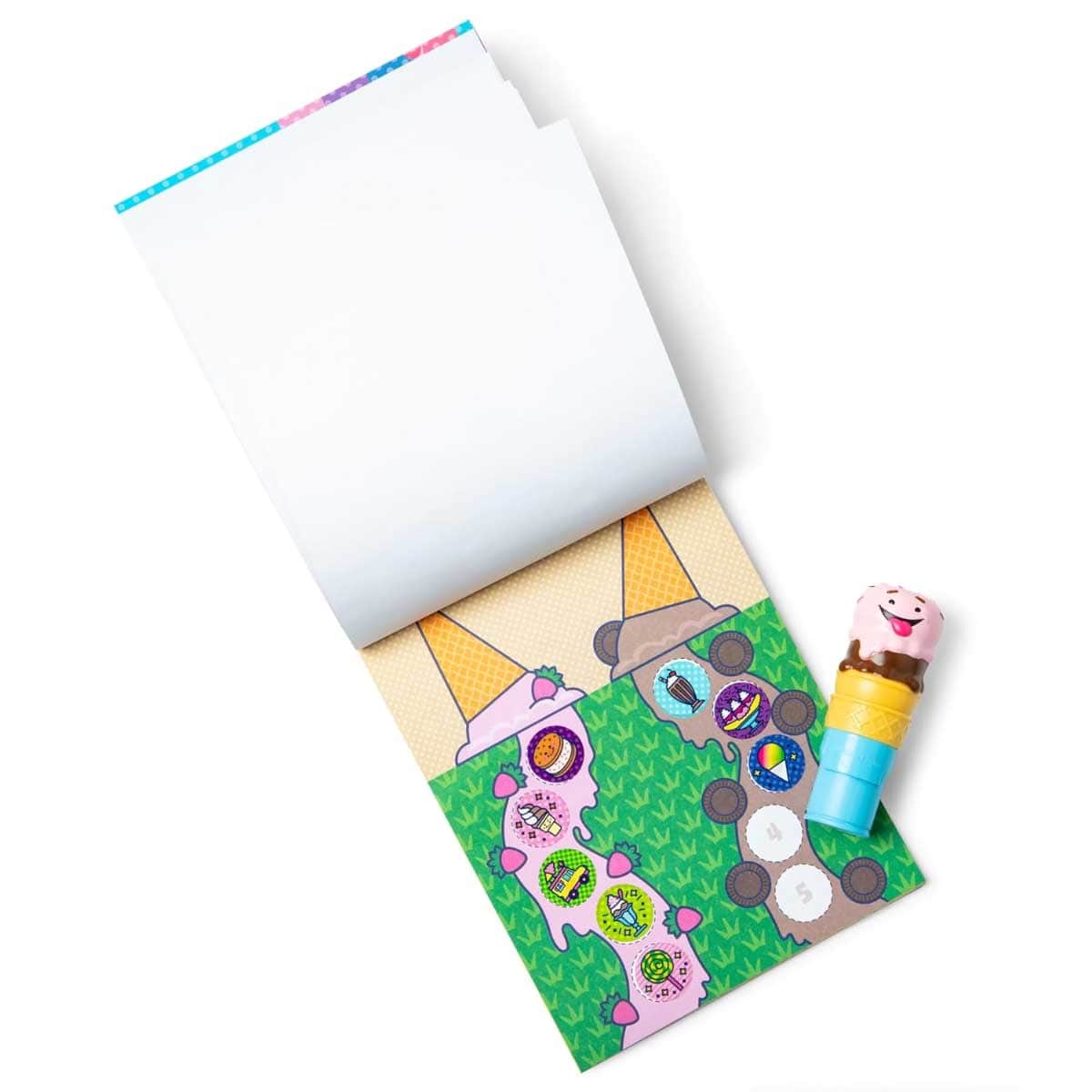 Melissa & Doug 24-Page Ice Cream Sticker Wow! Activity Pad & Sticker Stamper Set Unisex, 3-4 Years