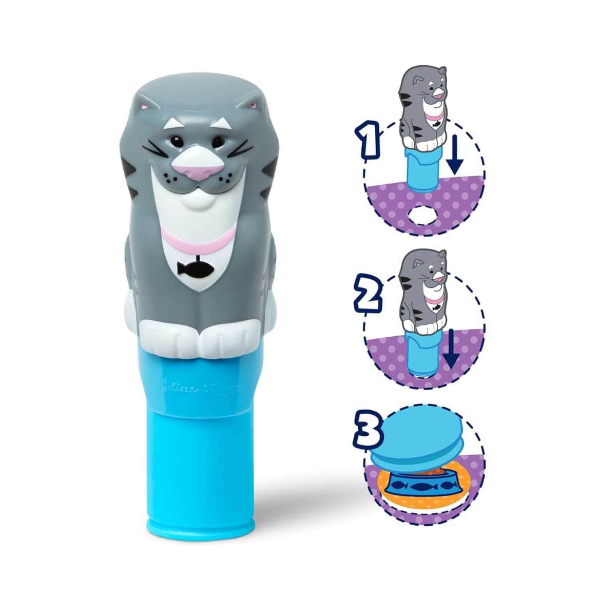 Melissa & Doug 24-Page Sticker Wow! Cat Activity Pad & Sticker Stamper Set Unisex, 3-4 Years